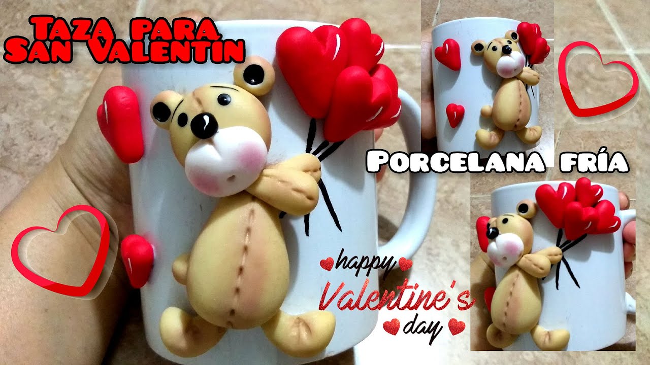 Manualidades para San Valentín 💕 taza decorada con pasta flexible/porcelana fría/pasta francesa