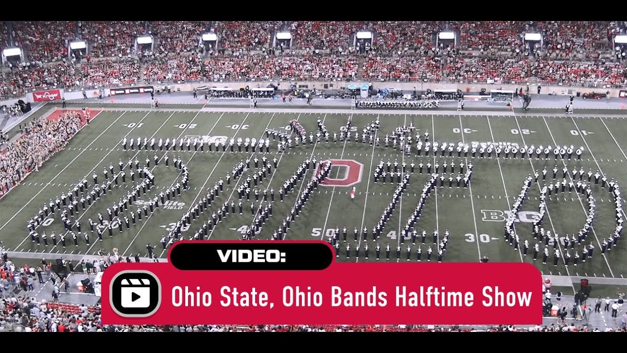 Ohio State's TBDBITL and Ohio's Marching 110 put on a halftime show together