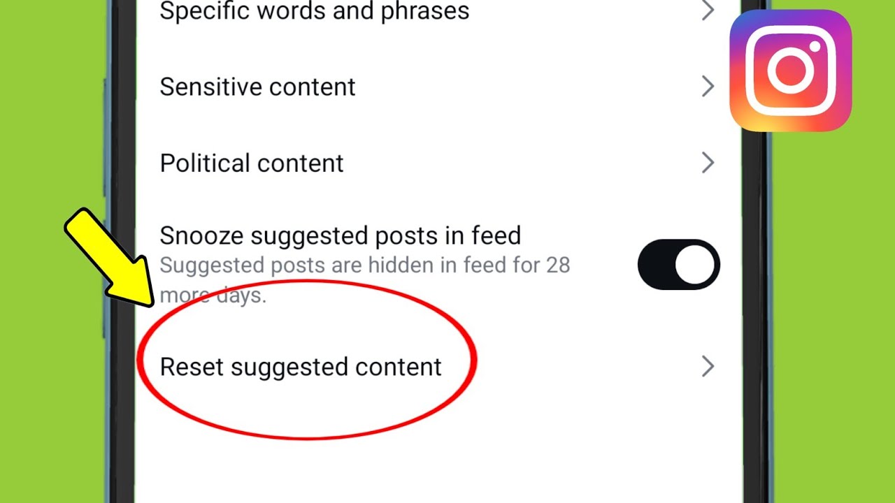 instagram Reset suggested content setting