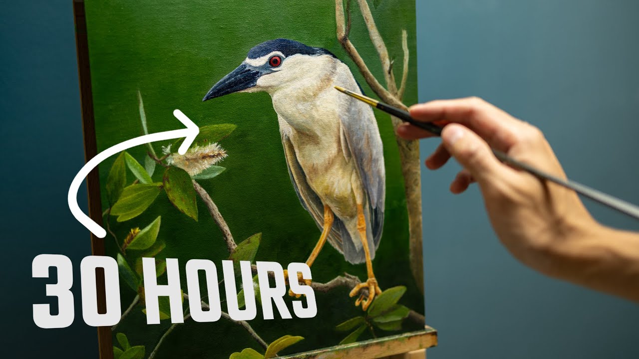 Night Heron Oil Painting Timelapse - Start to Finish