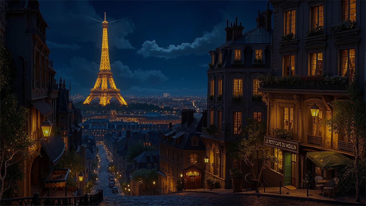 It's on a 1940's rainy paris night, vintage jazz playing in another room
