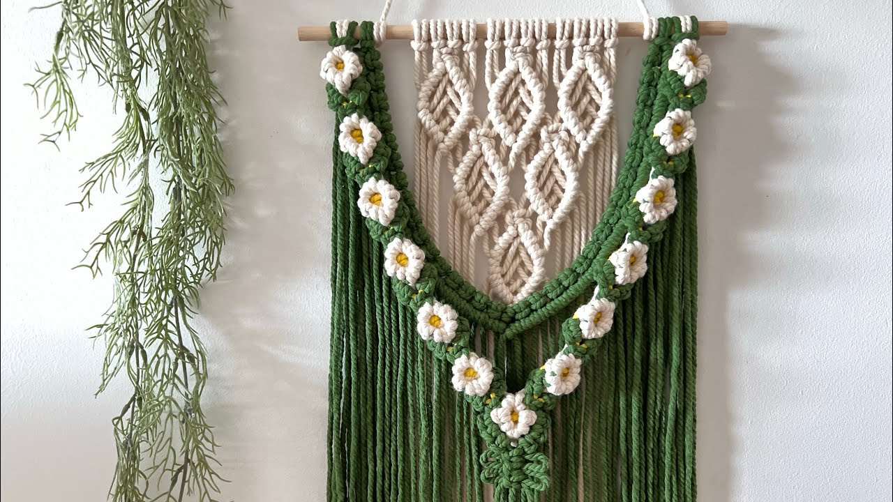 DIY Macrame Wall Hanging With Daisy Pattern | EASY Macrame Tutorial