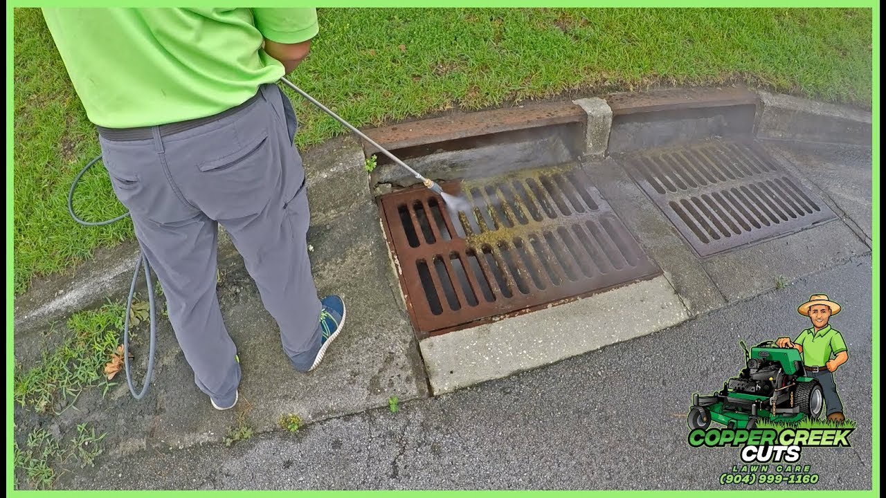Pressure Washing The Filthy Storm Drain (Sewer Drain) - Satisfying!