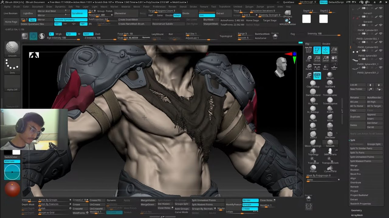 hard surface Sculpting Modeling in zbrush hindi live