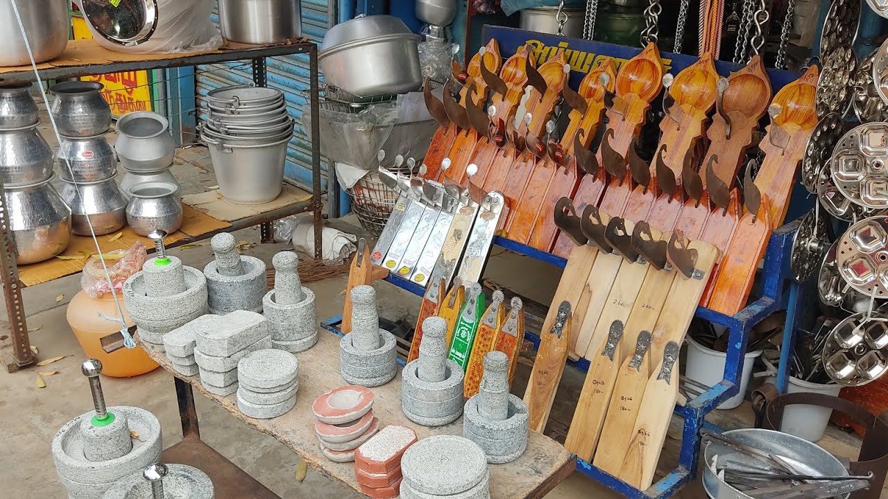 Karaikudi Wooden  Arivalmanai Chettinad Cast Iron Cookwares, Attukkal ,Stainless Steel Utensils