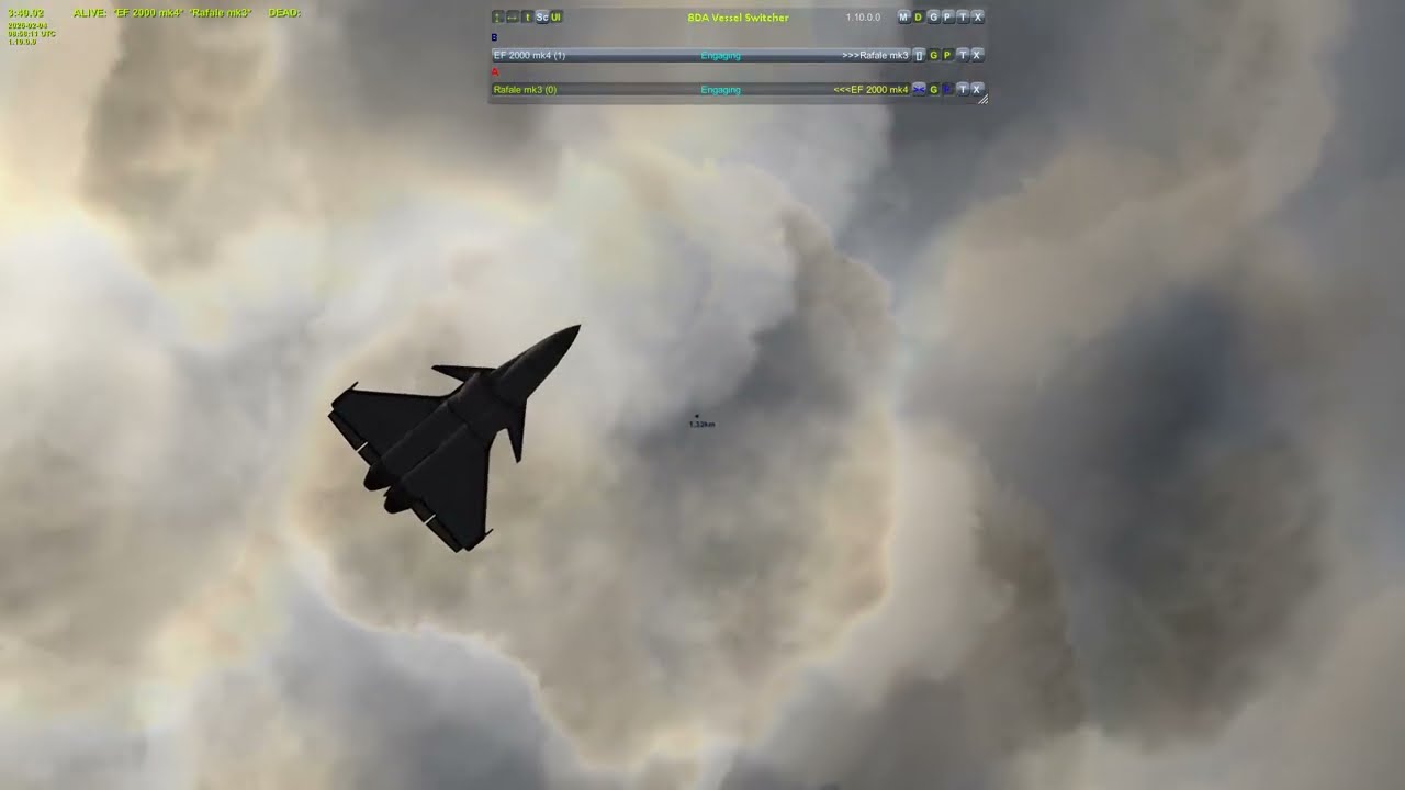 Kerbal Space Program + BD Armory - EF2000 v Rafale (Rd 2, guns only)