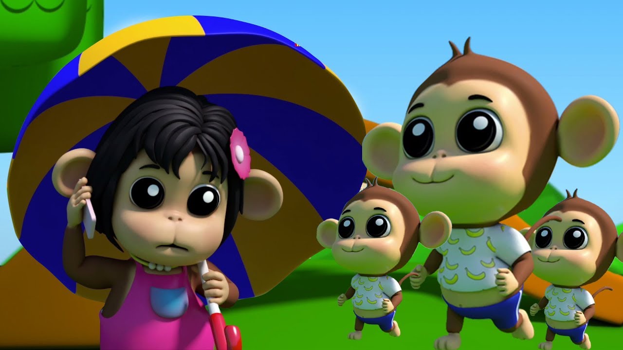 ห้าลิงน้อย กระโดดบทกวีสำหรับเด็ก เพลงสำหรับทารก เพลงกล่อมเด็ก Five Little Monkeys Kids Rhymes