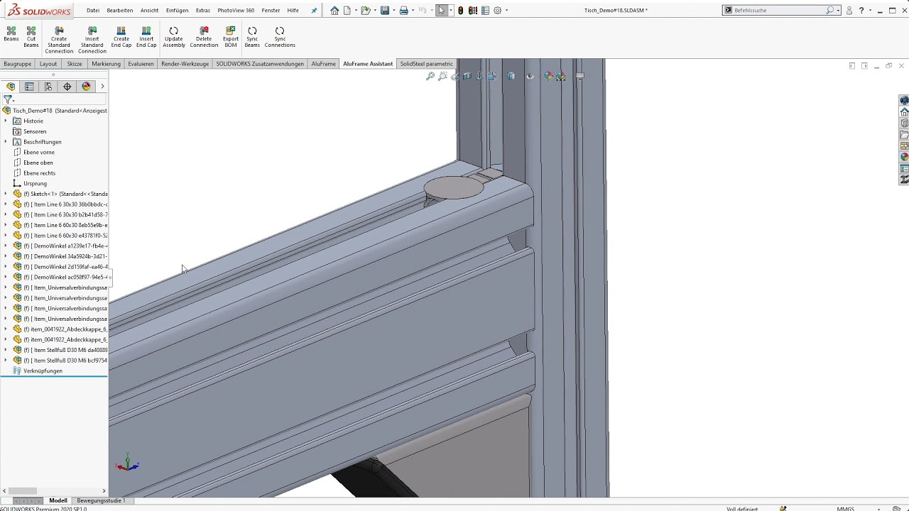 Экструдированные алюминиевые профили в SOLIDWORKS - AluFrame Assistant - Видеоролик о продукте - ...