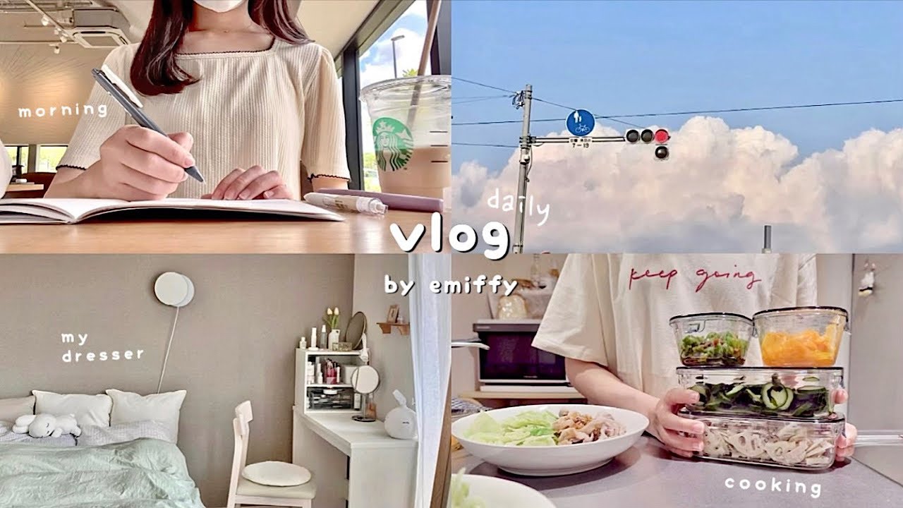 生活モチベを上げていく休日と出勤日👩🏻‍💻 カフェで朝活, 家事🧹, 新しいキッチングッズ, 作り置きレシピ🥕