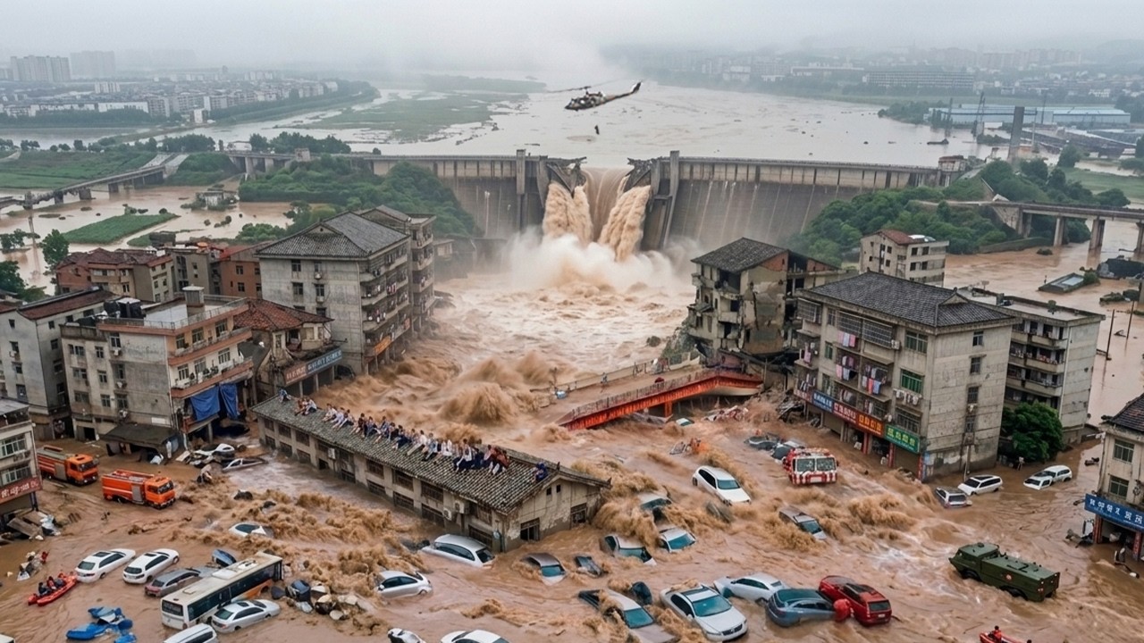 Guangxi, China in Massive Destruction! Dam Collapses, Flooding Swept Away Cities, People Trapped