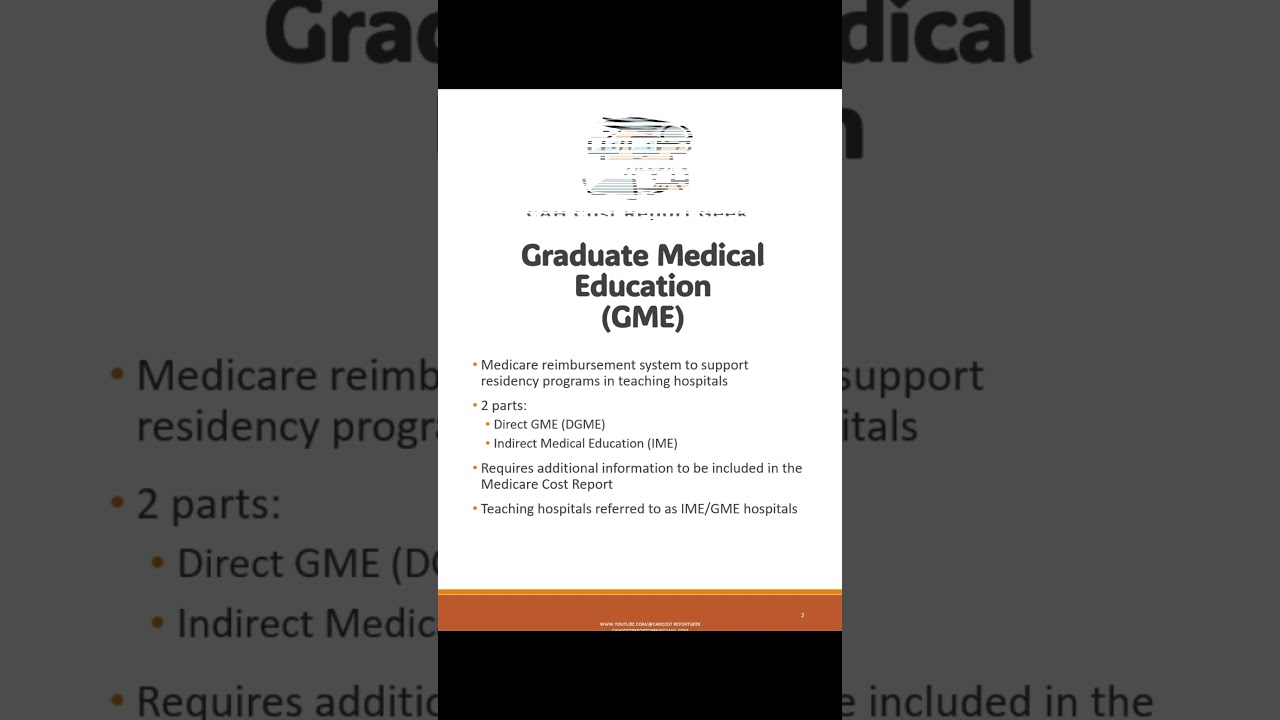 Graduate Medical Education (GME) - Medicare Cost Report Acronyms and Definitions