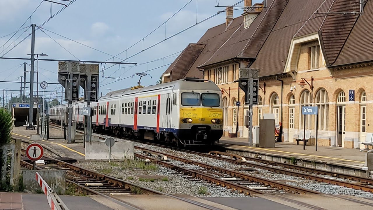 SNCB Train (MS80 Electric) And De Lijn Coastal Tram Services At De Panne Railway Station 19/8/2024