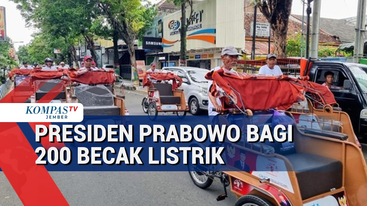 Presiden Prabowo Bagi 200 Becak Listrik untuk Tukang Becak di Madiun