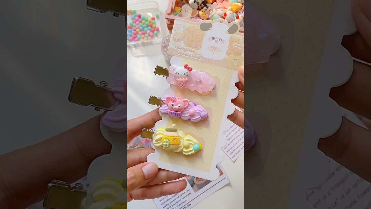 ✨My first time diy hair clips with 15g cream glue🧁😍 #decoden #diy #cute #hairclip #handmade
