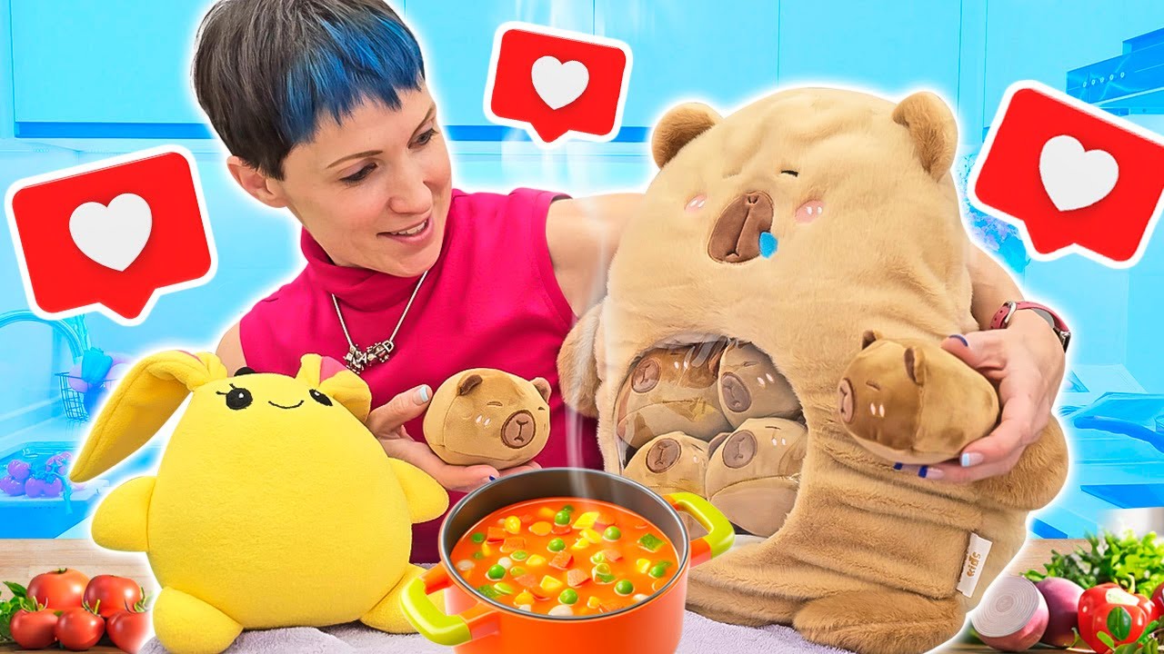 Мама для Лаки &ndash; Маша Капуки и зайчик Лаки накормили малышей капибар вкусным супом!