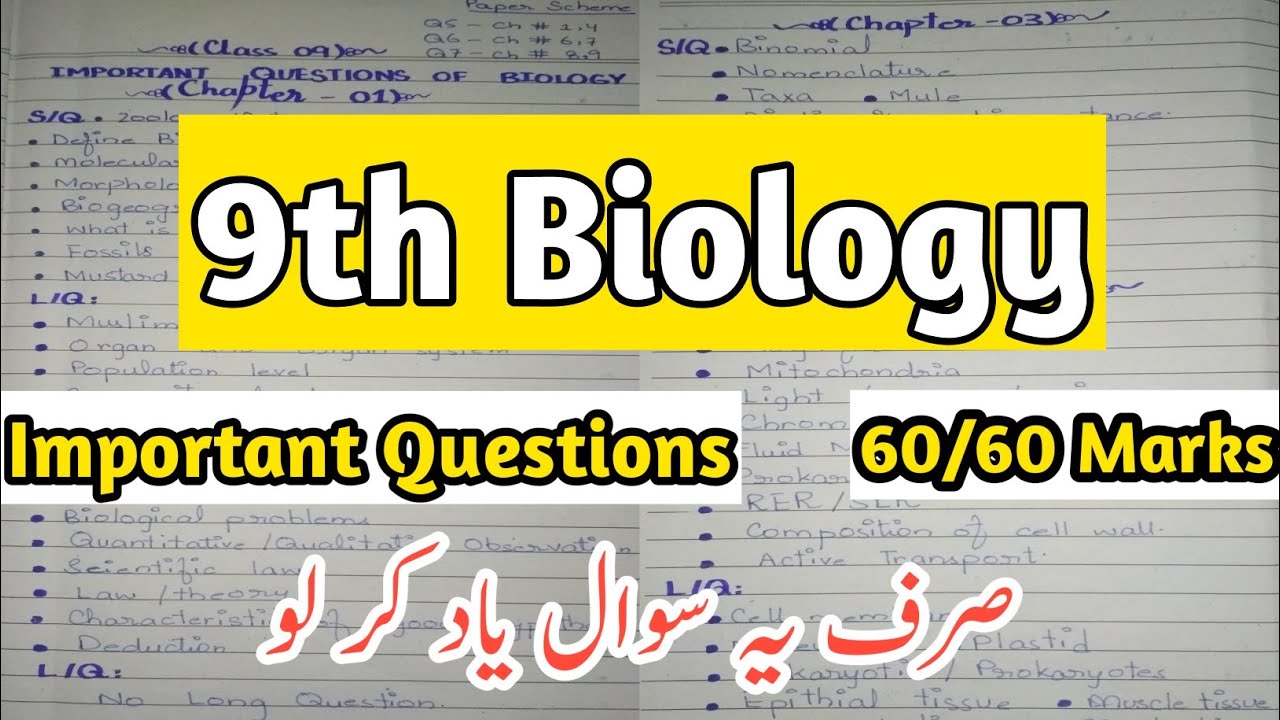 9th Biology Most Important Questions for Board Exams 2020