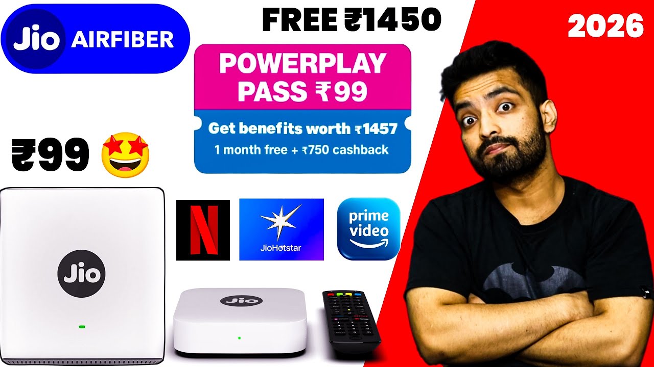 Jio AirFiber In ₹99 🤩 1 Month Free + ₹750 Cashback | Jio Home PowerPlay Pass Offer, Installation