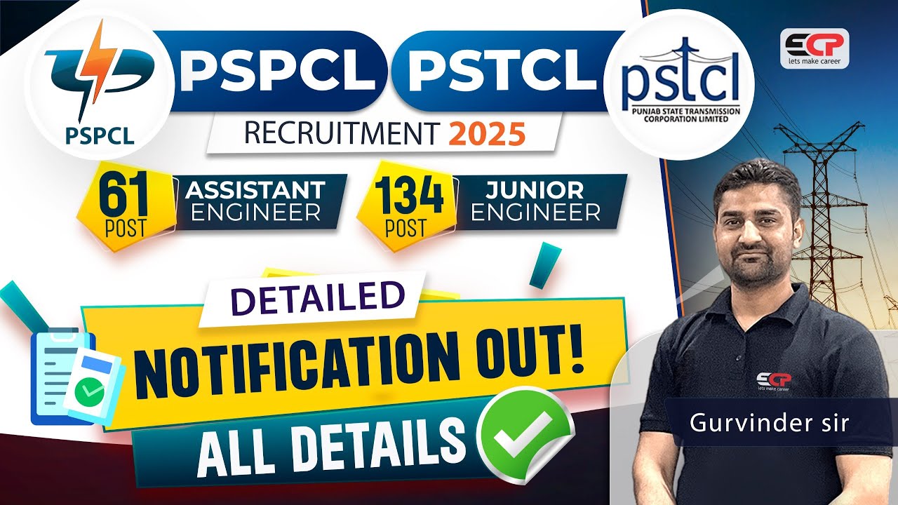 Detailed Notification out | All details related to PSPCL/PSTCL AE/JE Recruitment 2025