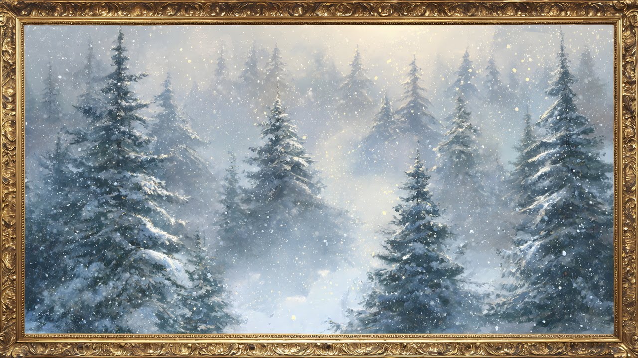 Snowy Pine Forest 4K Art for TV (No Sound)