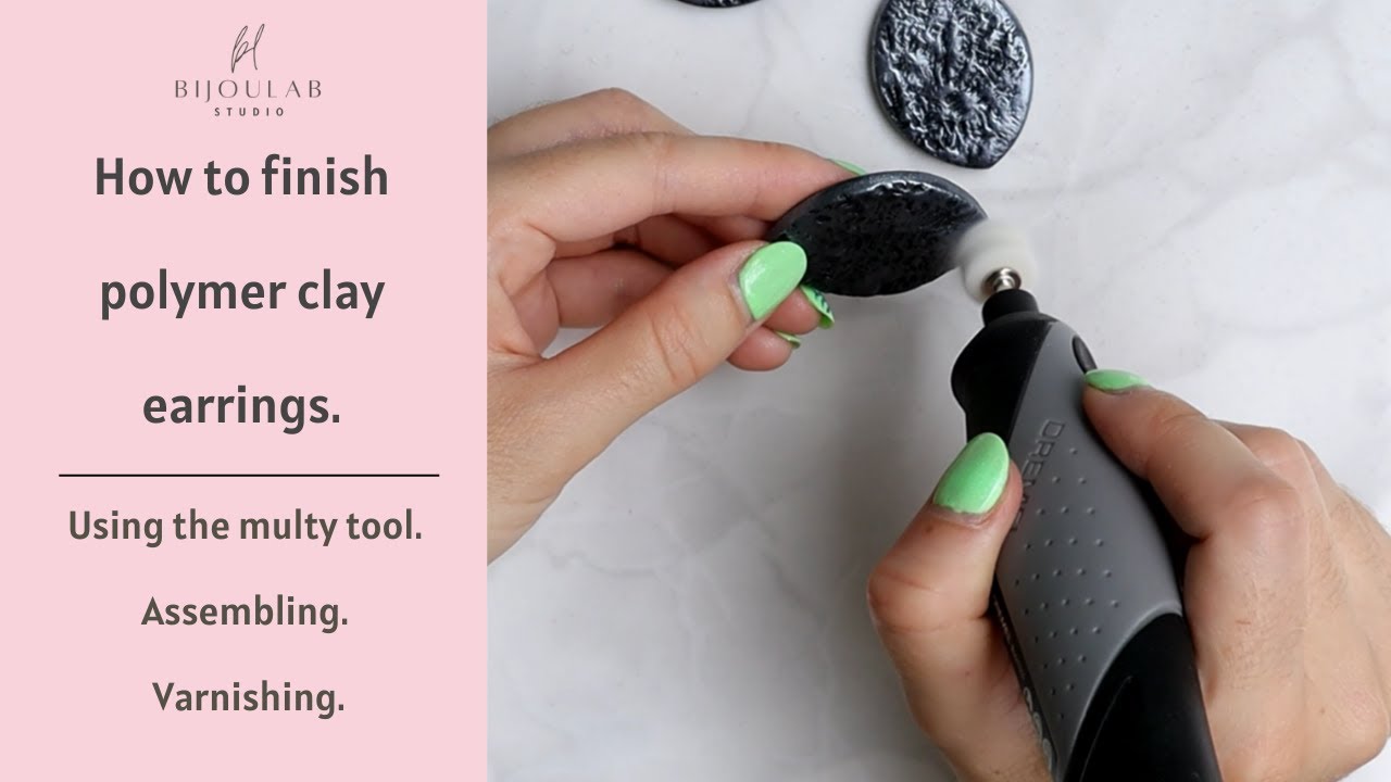 How to Finish Polymer Clay Earrings. Using the Dremel Stylo Multitool, Assembling and  Varnishing