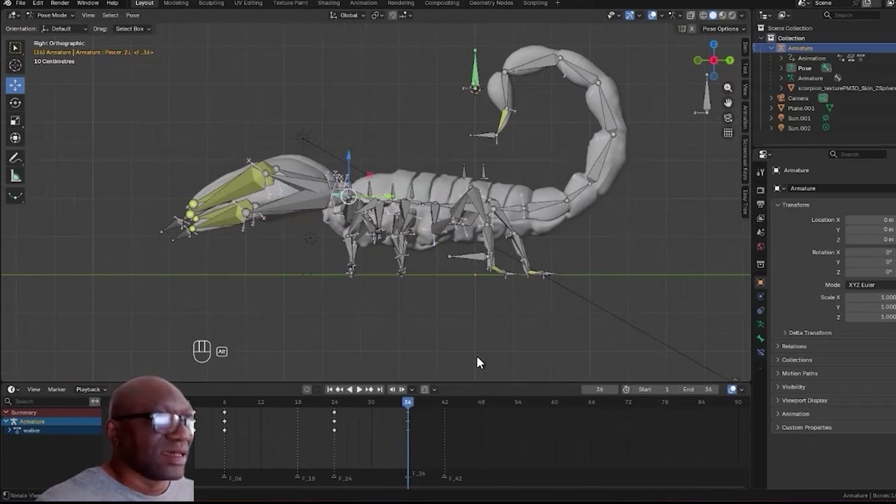 Scorpion Modelling and Animation 3.4.2 - Rigging and Animation