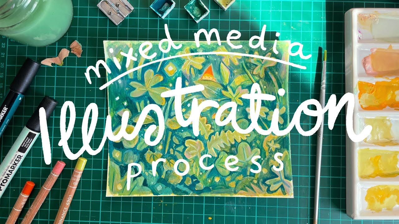 Let's Paint ☘️ Woodland Inspired Mixed Media Illustration Process