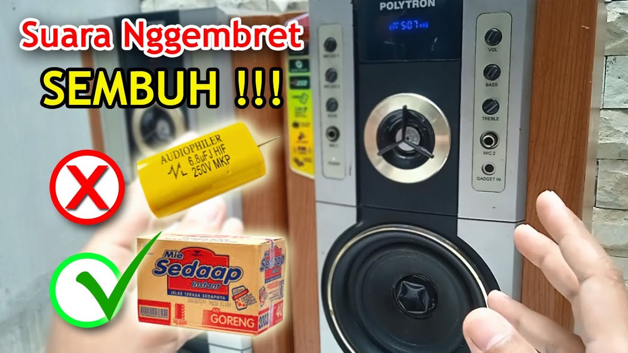 Suara cacat brebet hilang cuma pakai KARDUS - atasi suara nggembret sember speaker aktif polytron