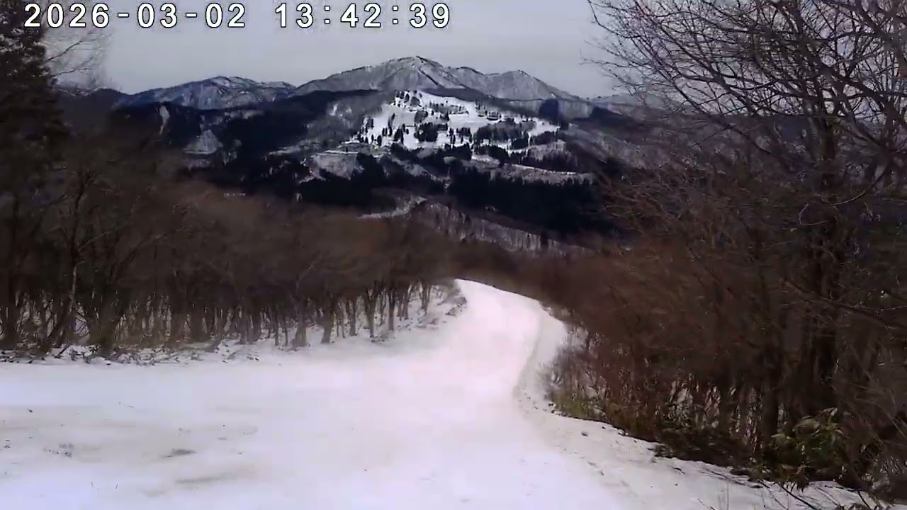 2026.03.02 ウィングヒルズ白鳥　クルージング・コース　△マークで滑る人もなくプライベートゲレンデ感覚　毘沙門岳が真正面に