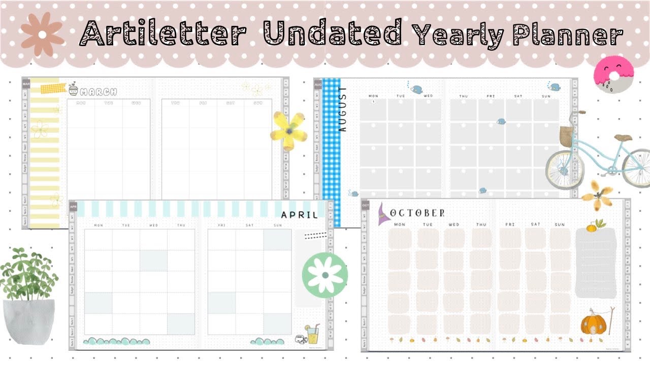 Arti🩶letter 2026.ver Undated Digital Yearly Planner (Assorted Monthly) I Noteful & Goodnotes 
