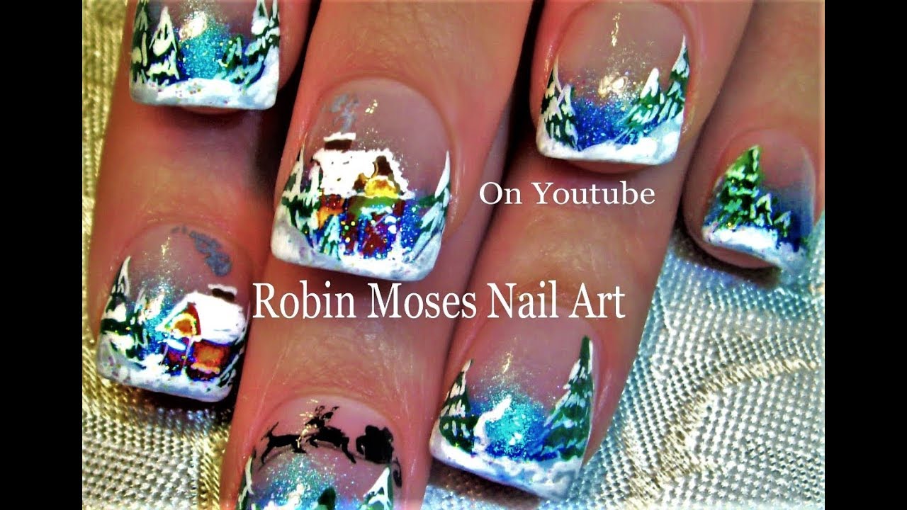 Christmas Nail Art | Winter Wonderland Holiday Nails | Xmas Design tutorial