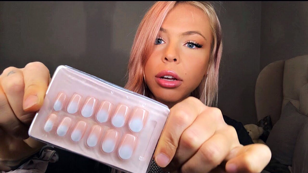 ASMR | DOING MY FAKE NAILS | STICK-ON ADHESIVE | UP CLOSE WHISPERING