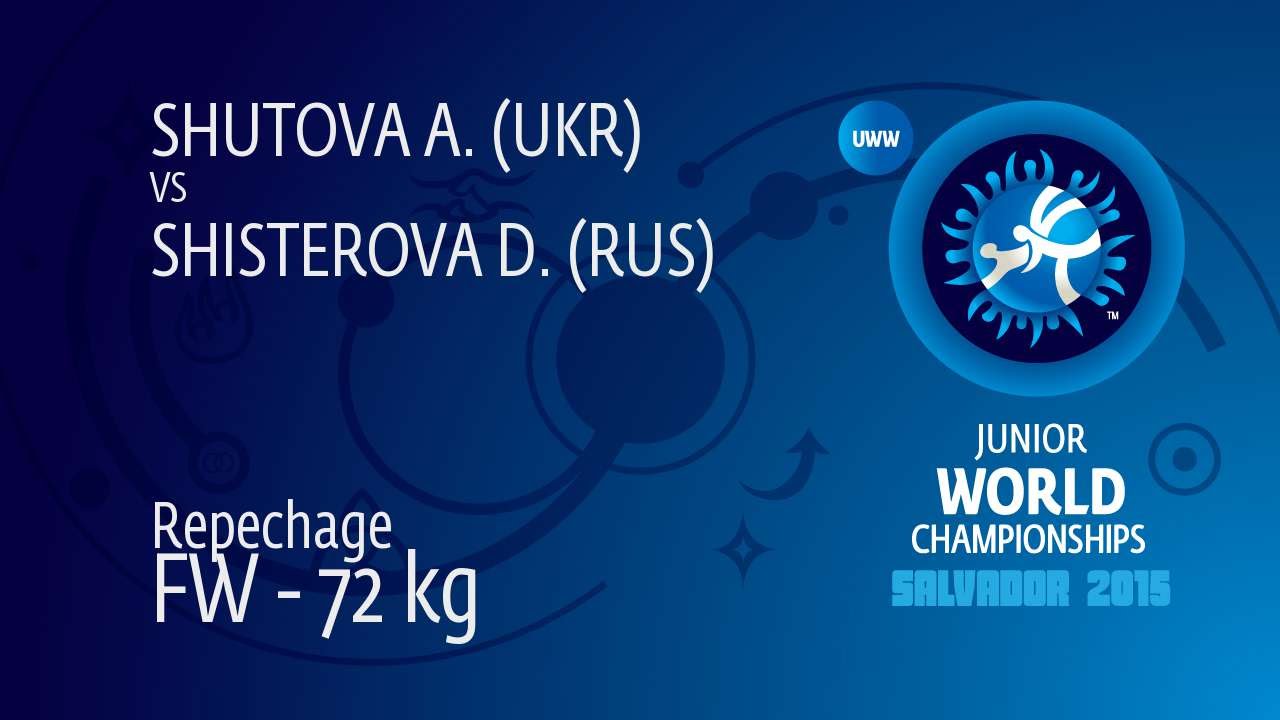 Repechage FW - 72 kg: A. SHUTOVA (UKR) df. D. SHISTEROVA (RUS) by FALL, 4-4