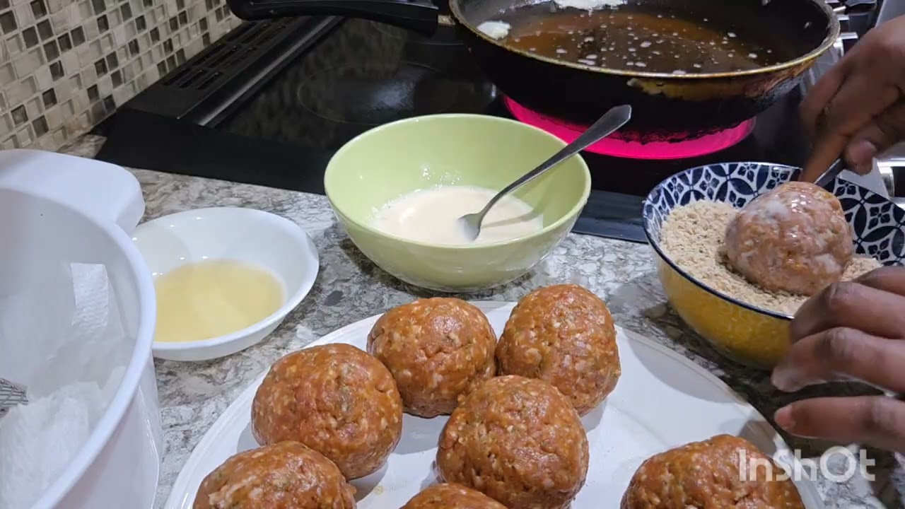 Easy pizzy Scotch egg process