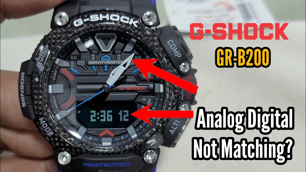 How To Reset Time G-SHOCK GR-B200 Watch, Analog Digital Time Sync