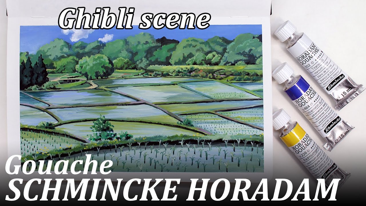 Trying out SCHMINCKE GOUACHE // Ghibli movie scene painting // Totoro