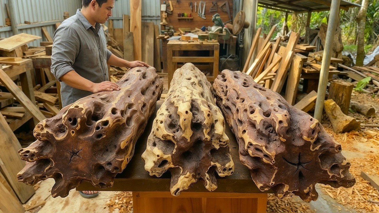Let See What He Did with Small Wood Log! Amazing Young Carpenter!