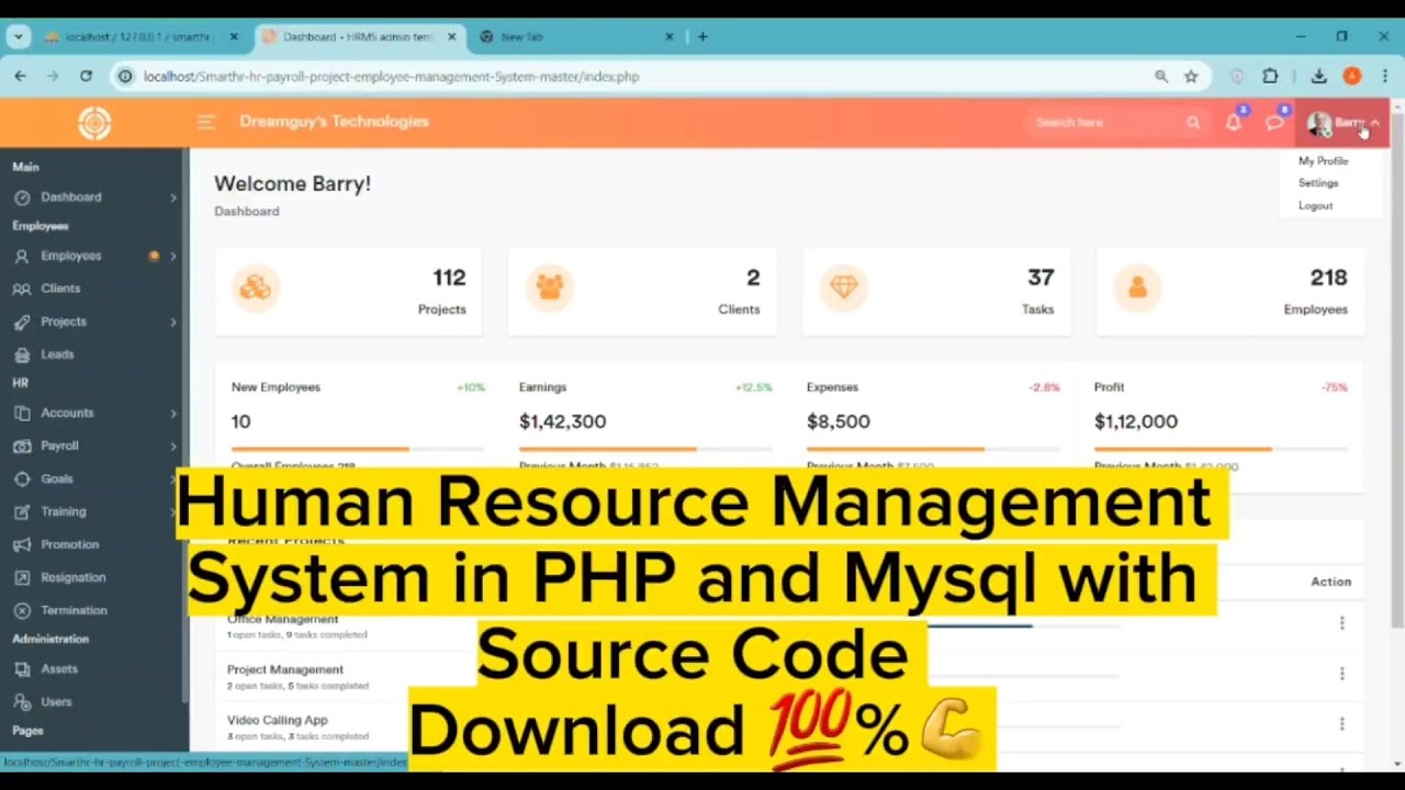 Система управления персоналом на PHP и Mysql с исходным кодом (демо)