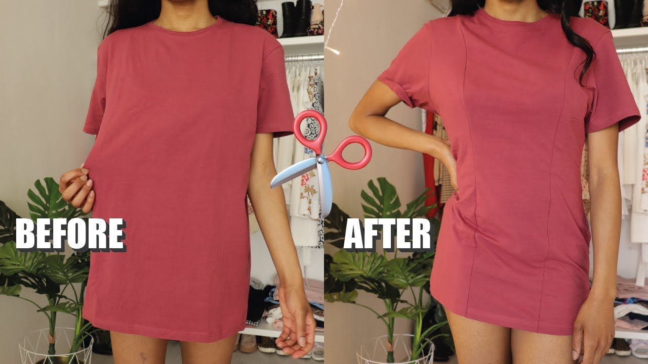 DIY Fitted Corset T-shirt Dress From Oversized T-shirt Rihanna/Fenty Inspired
