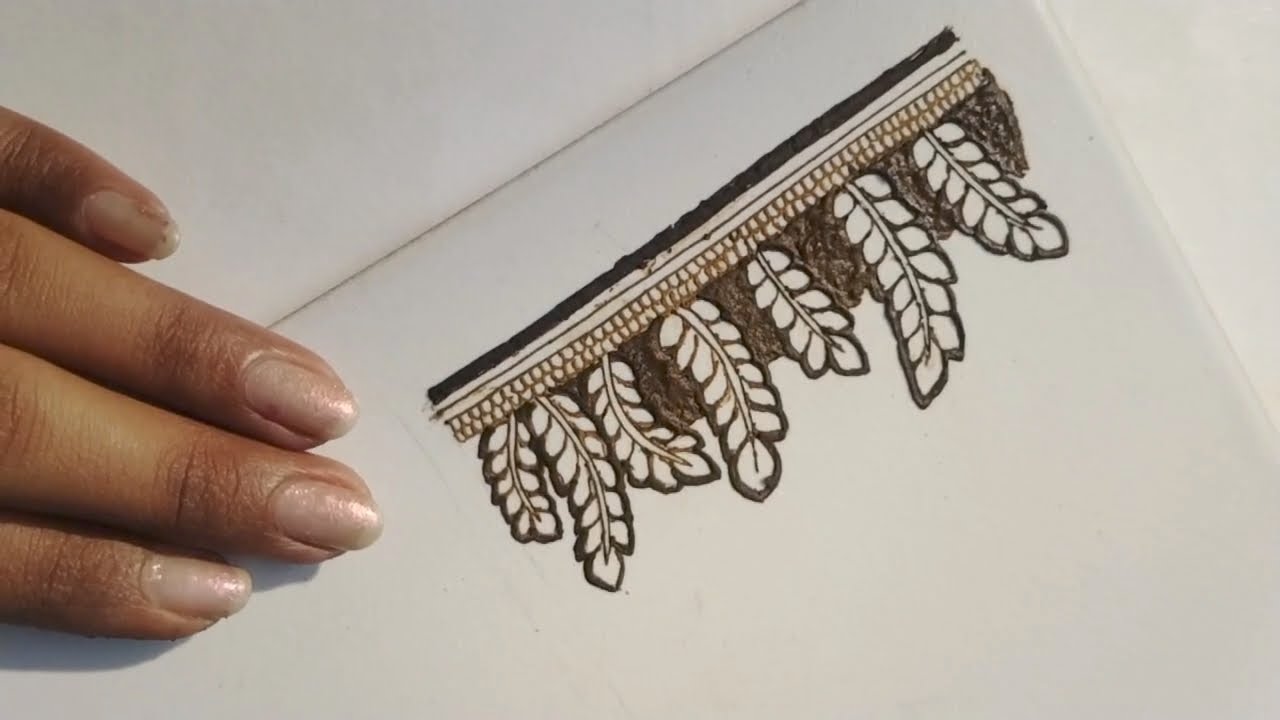 Step-by-step leafy border mehndi design 🌿✨🤎Watch till the end for full tutorial ✍️