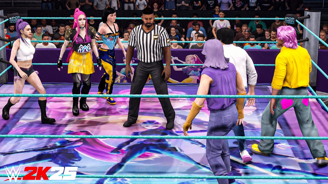 Huntrix vs Saja Boys - Rumi Mira Zoey vs Jinu & Romance & Mystery | K-Pop Demon Hunters WWE 2K25