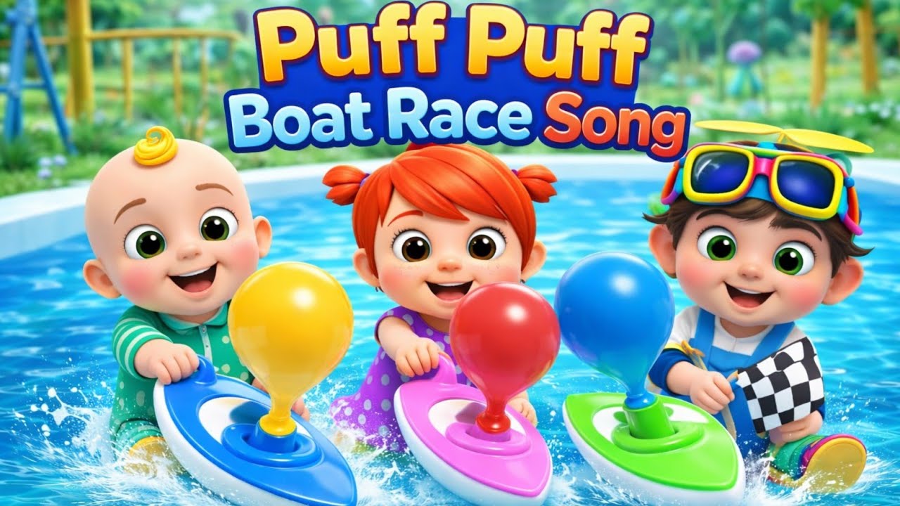 Puff Puff Boat Race Song 🚤💨 | Blow Balloon Boat & Go Go Go! | Fun Kids Nursery Rhyme