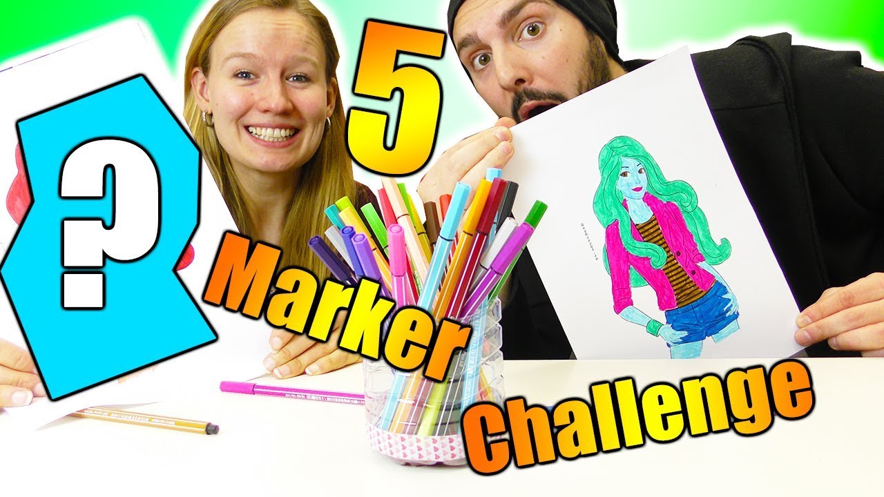 5 MARKER CHALLENGE mit Barbie! Kaan VS Kathi im Ausmal-Duell! Wer kann besser malen?