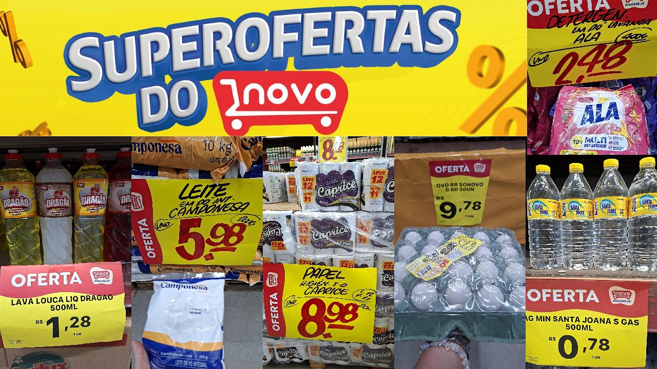 OFERTAS DO DOMINGÃO | NOVO ATACAREJO | VÁLIDO ATÉ 22/02/26 | OVOS, ARROZ, MACARRÃO, LEITE, SABÃO ...