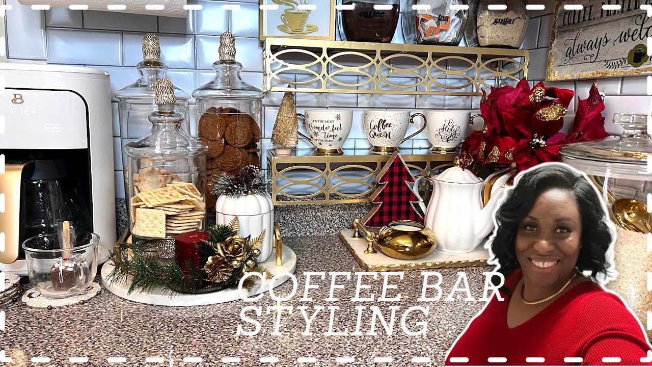 DECORATE WITH ME/ Christmas coffee bar-kitchen Christmas decor ideas/unboxing new pot set