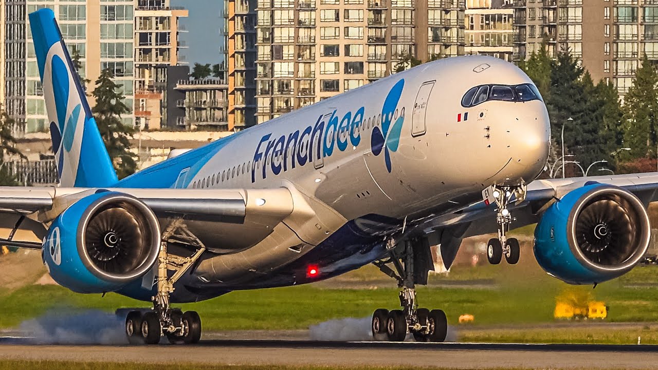 Stunning GOLDEN Hour Arrivals. FT French Bee A350 & Live ATC | Plane Spotting at Vancouver YVR