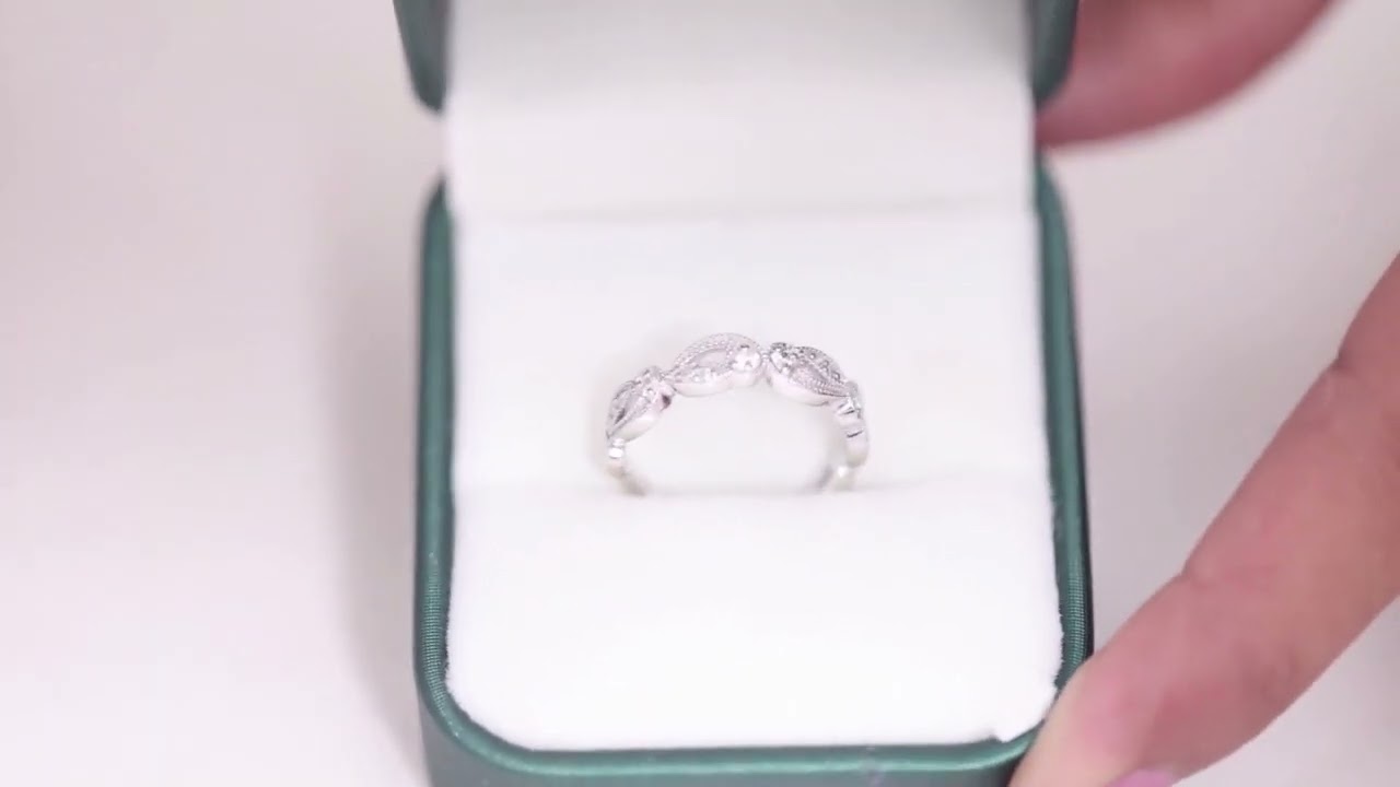 1/4 CT Moissanite Filigree Wedding Band Ring for Women