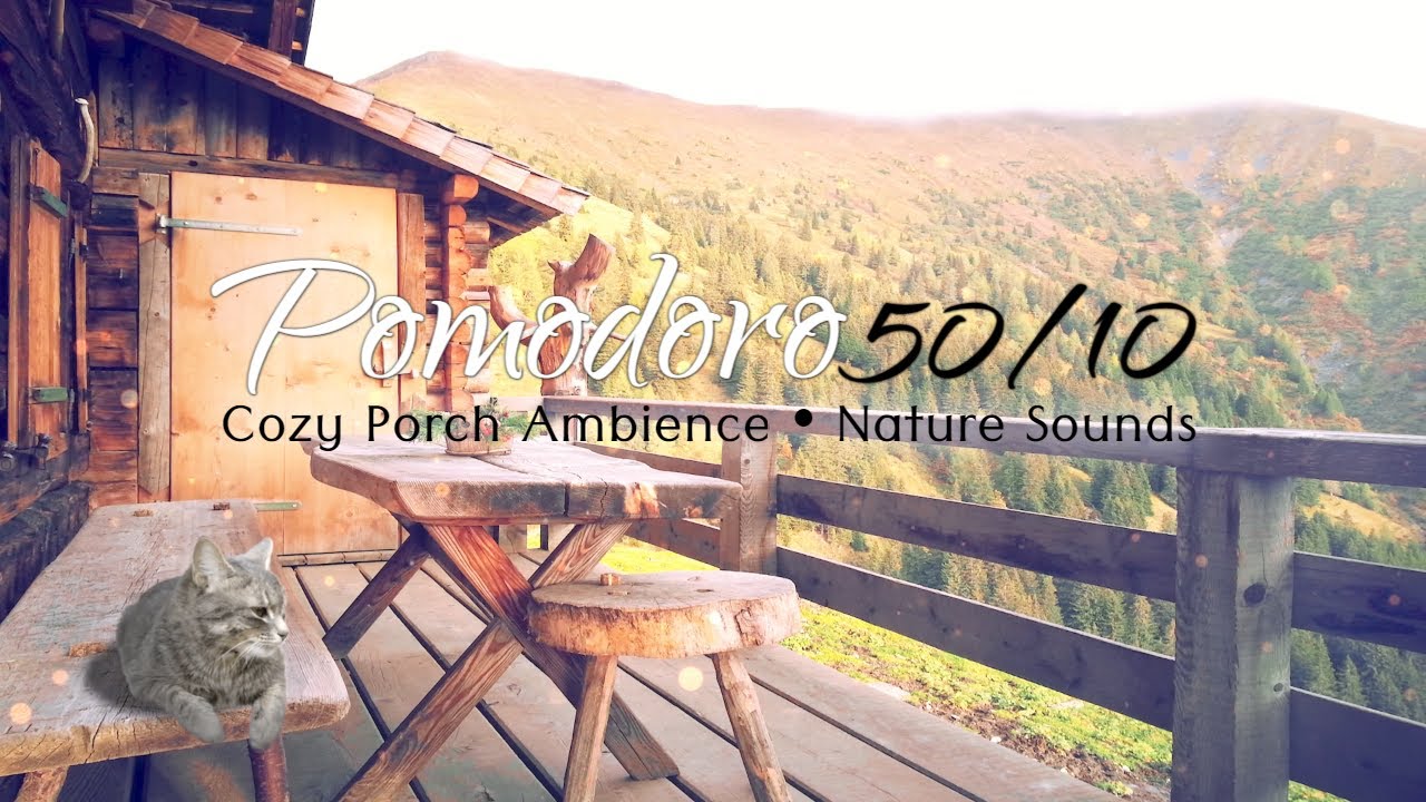 Cozy Porch Ambience | POMODORO 50/10 Study Session | Nature Sounds
