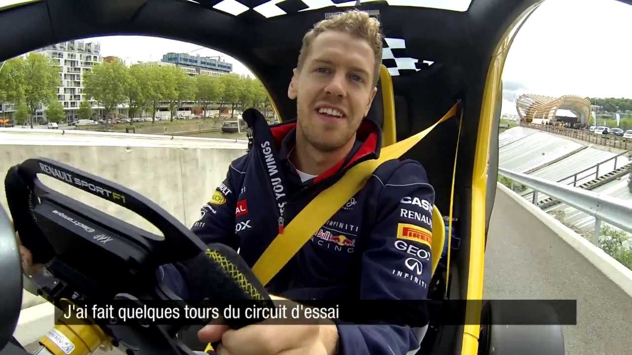Sebastian Vettel drives the Twizy Renault Sport F1