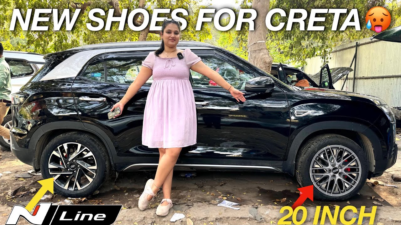 INSTALLING UNIQUE ALLOYS & TYRES IN OUR CRETA - सबसे अलग बना दी 😎
