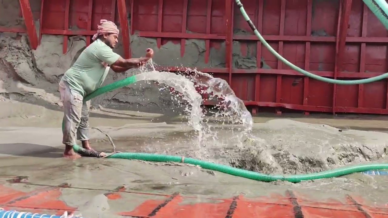 Incredible Raw Power: Using Water to Move Mountains of Sand | Sand Barge Unloading